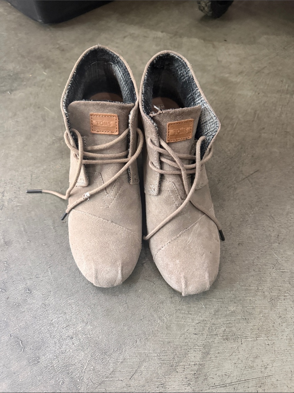 TOMS Taupe Suede Slip-On with Shearling Lining
